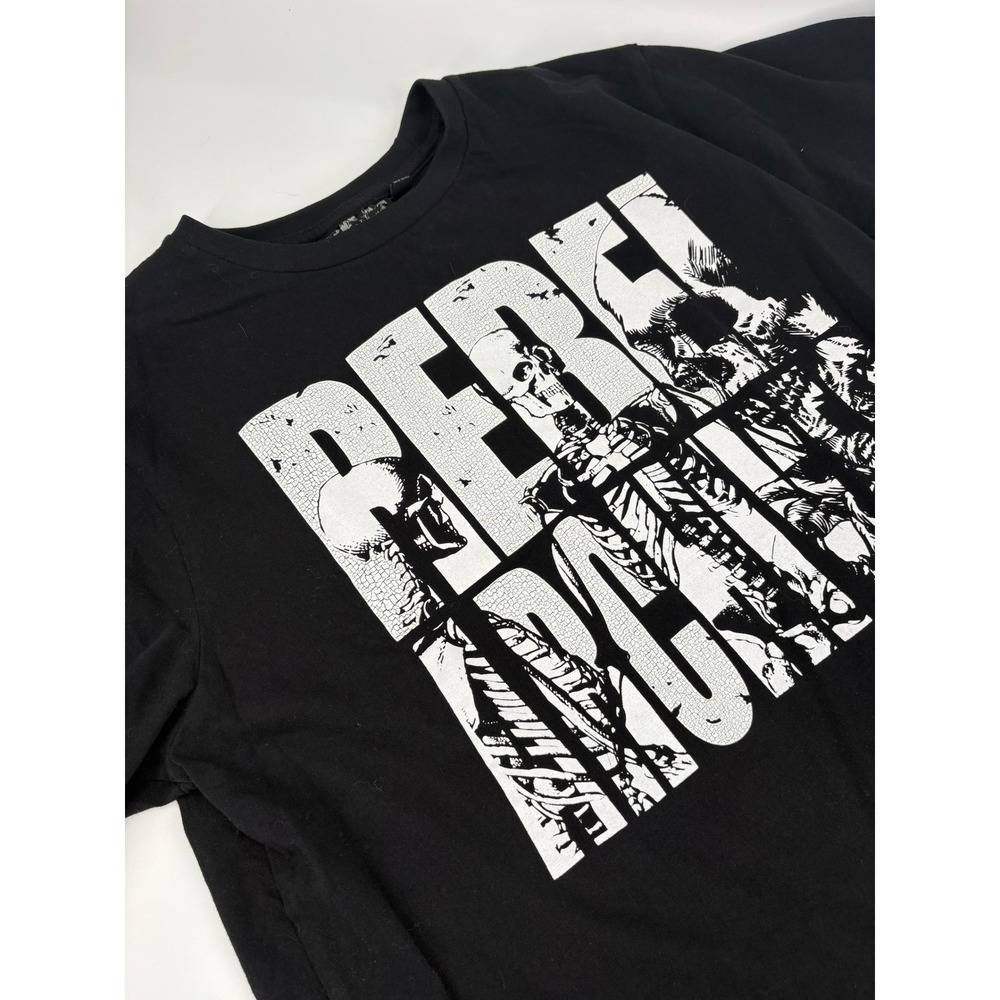REBEL VENGEANCE Men's Black all Over Skeleton Graphic T-Shirt Size XL